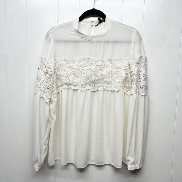 Express Crochet Office Workwear Party Cocktail Elegant Womens Top Size Large - Picture 1 of 11